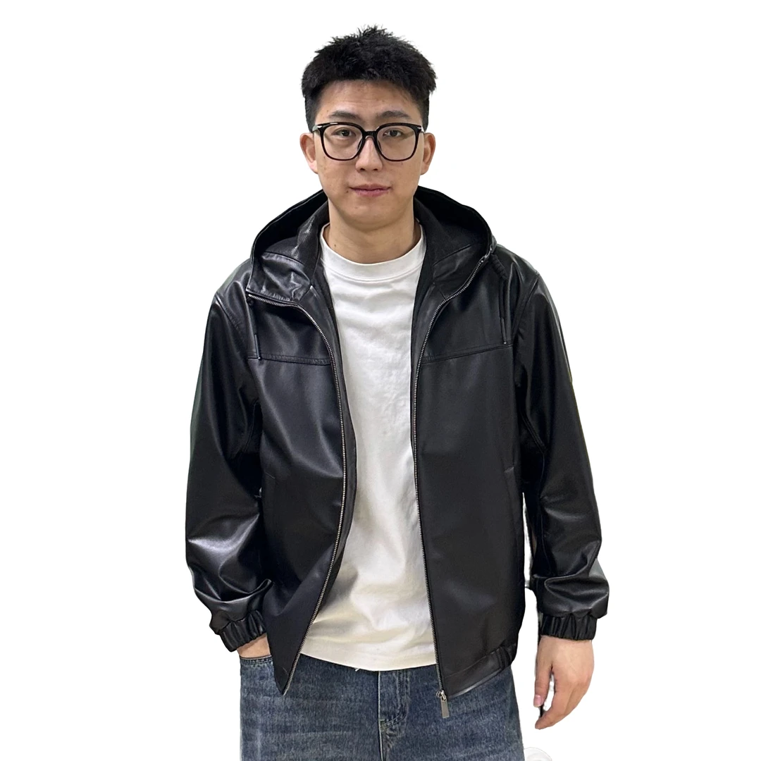 【西卡诺】冬季真皮头层小牛皮可脱卸内胆连帽款休闲宽松加绒防风
