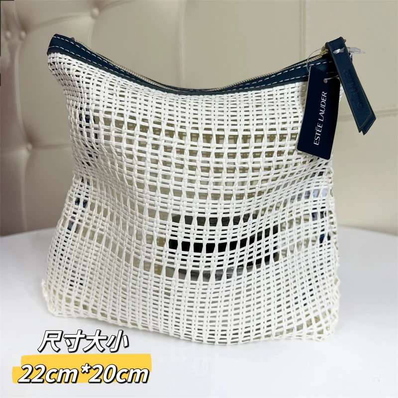 【1个装】21*20*5cm白色网眼化妆包收纳整理包大容量