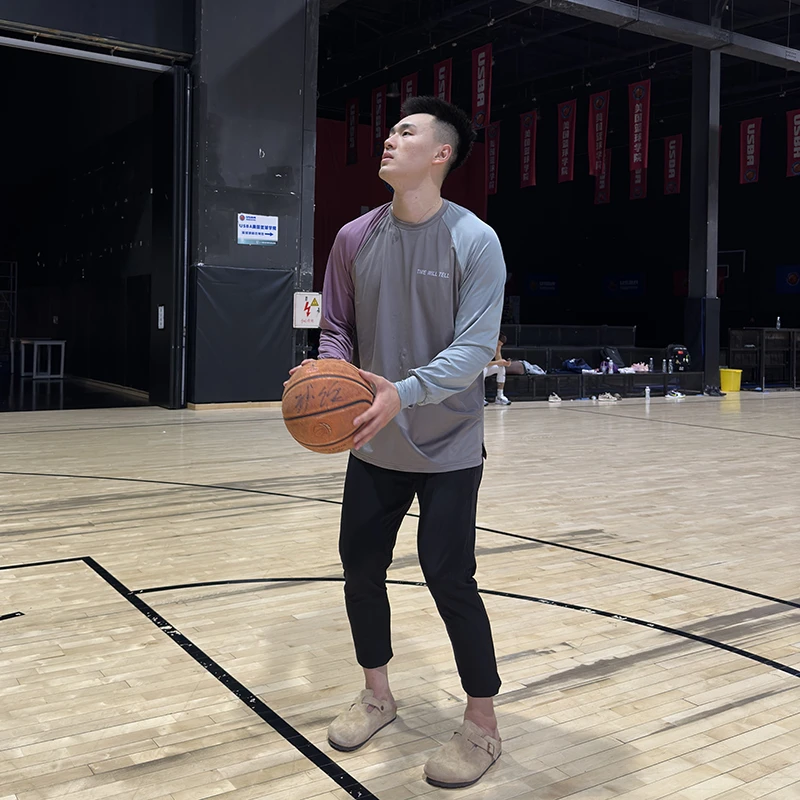 Drakcle Boo孟博龙同款美式拼接印花训练运动投篮服秋冬长袖T恤潮