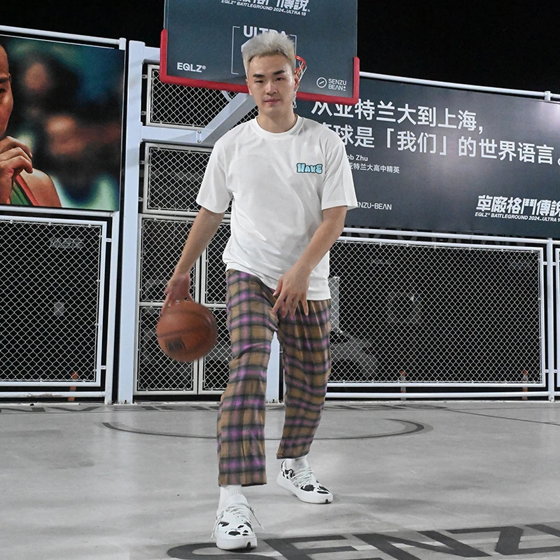 Drakcle Boo孟博龙多色直筒磨毛格子裤情侣休闲运动长裤阔腿裤潮