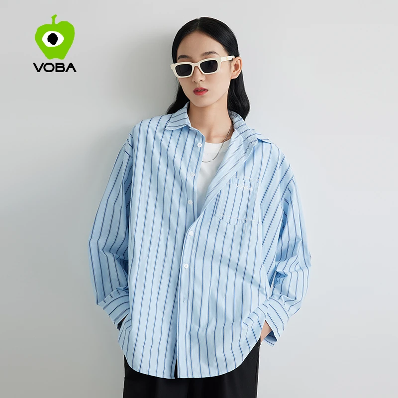 VOBA 官方联名系列 秋冬长袖条纹衬衣/衬衫 男女同款