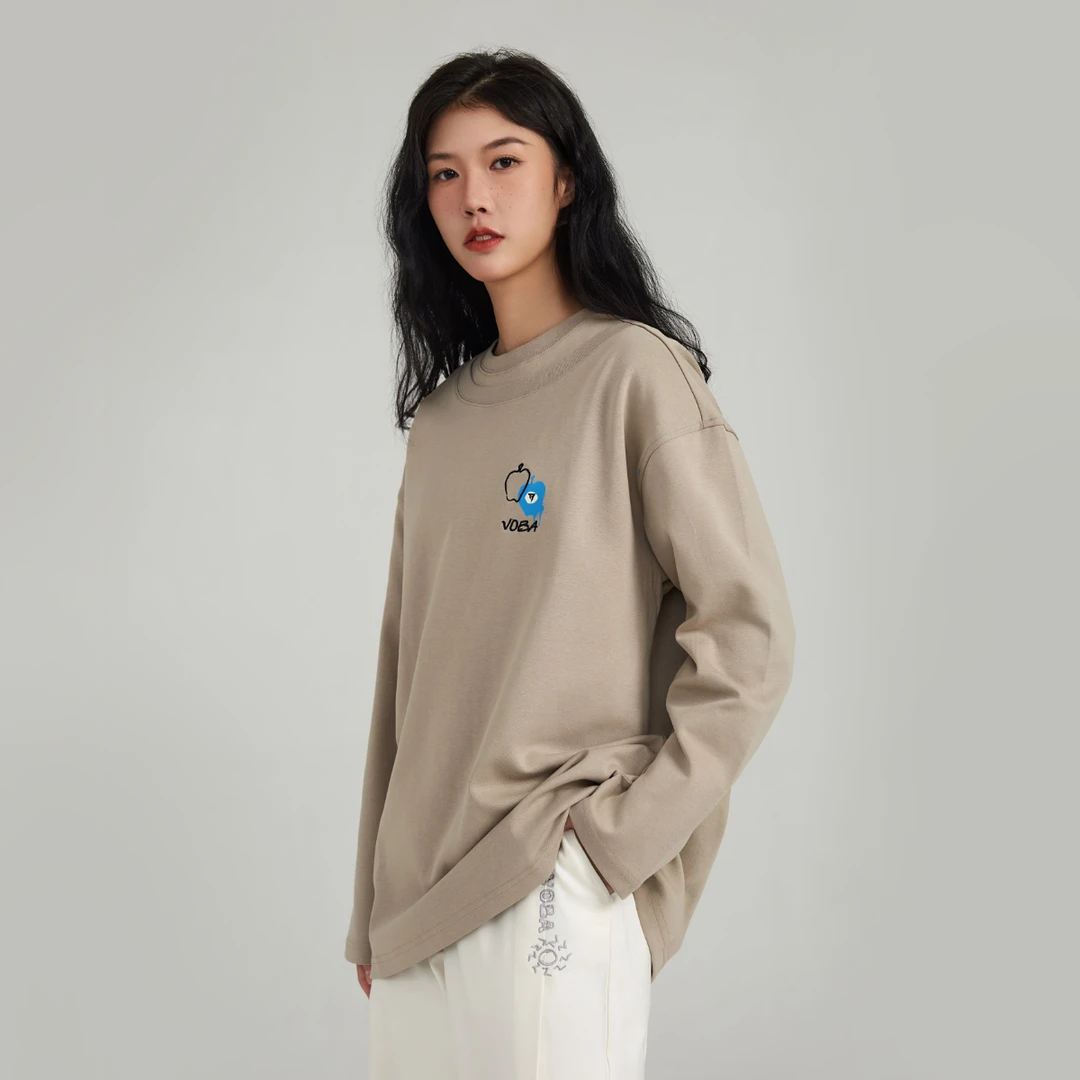 VOBA落肩长袖T恤男女同款基础宽松上衣SSBCHD01F