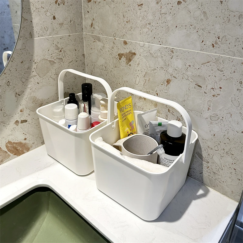 拾物造家手提洗澡篮塑料小篮子洗浴置物筐浴室收纳筐洗漱家用简约