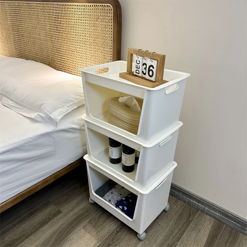 拾物造家可移动敞口收纳箱带滑轮家用收纳盒办公室桌下包包置物柜