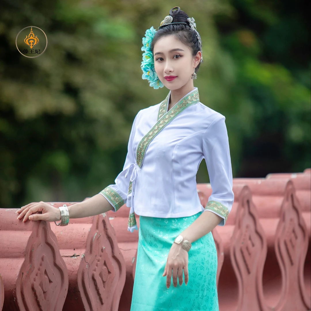 傣王妃服饰傣族传统服装女套装中袖筒裙简约日常休闲工作服生活装