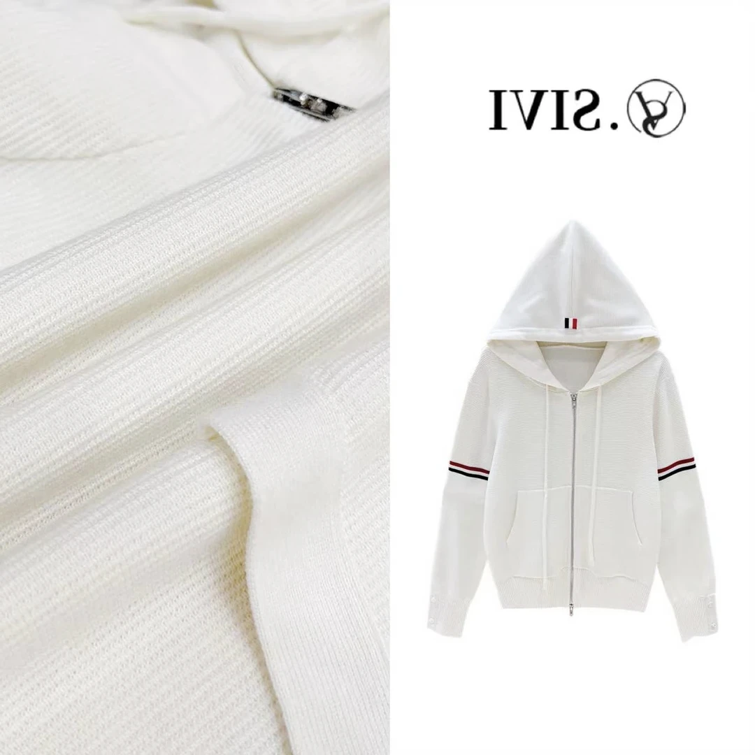 设计师外套【琨玉秋霜】2024早秋新款百搭休闲毛衣帽衫F6104