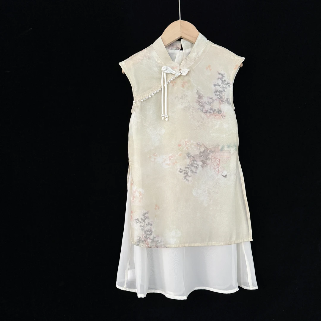 夏季儿童中式复古气质旗袍连衣裙中国风旗袍裙【1087】