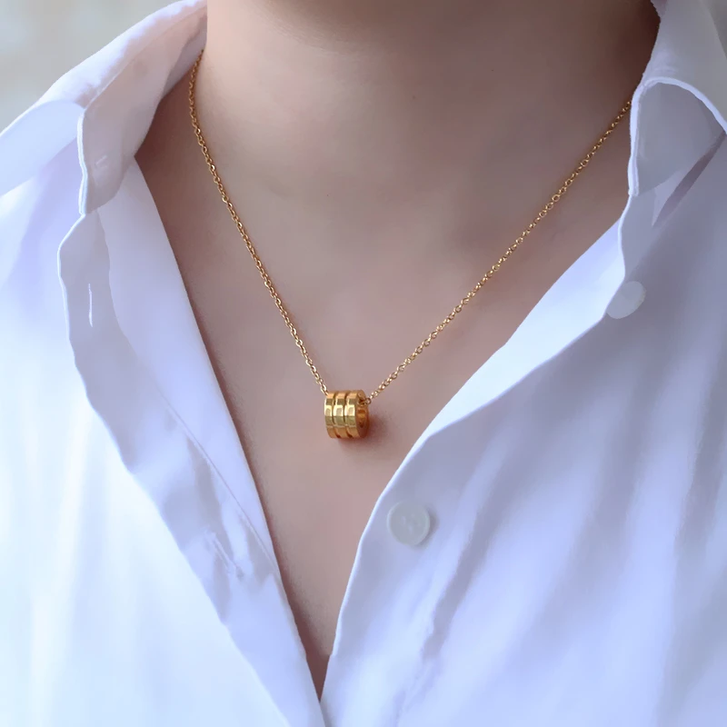 钛钢项链 气质轻奢时尚百搭简约经典金色素款坠链项链XL9239