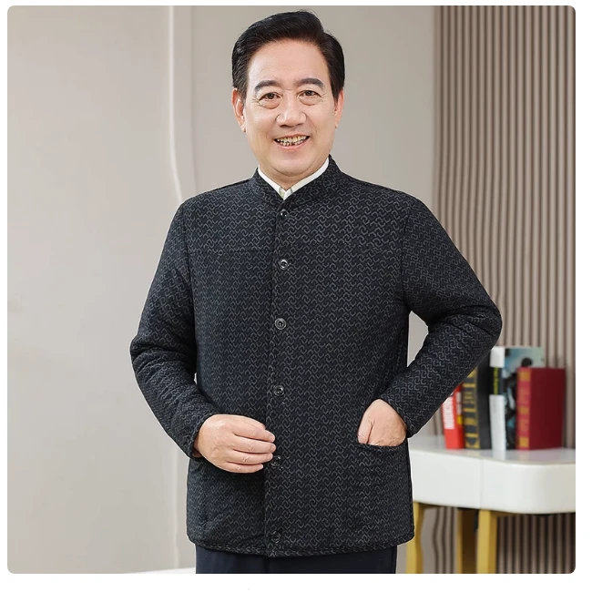 中老年人棉袄男秋冬外穿开衫上衣保暖外套爷爷加绒加厚对襟棉衣服