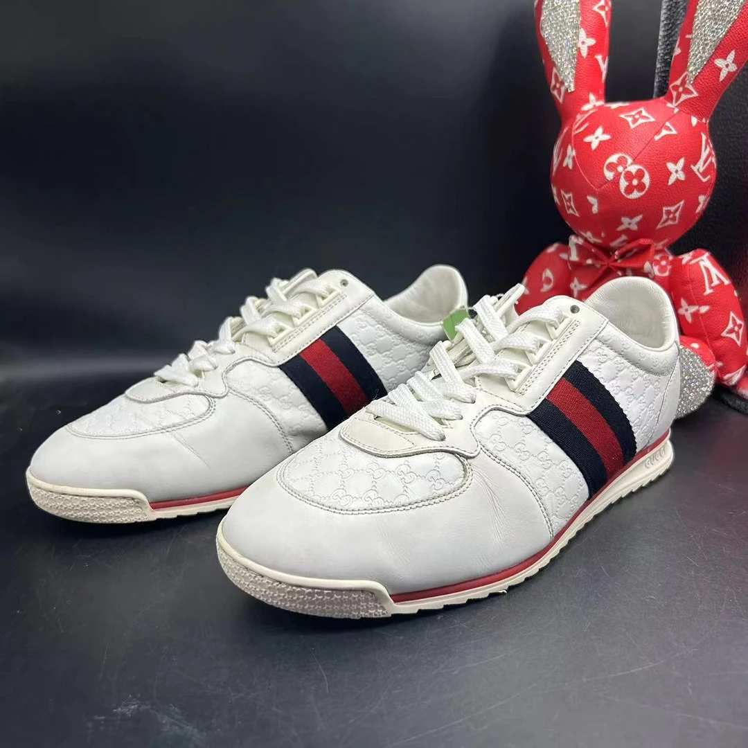 【147福利】GUCCI/古驰 40.5欧 男士休闲时尚白色高尔夫板鞋正品