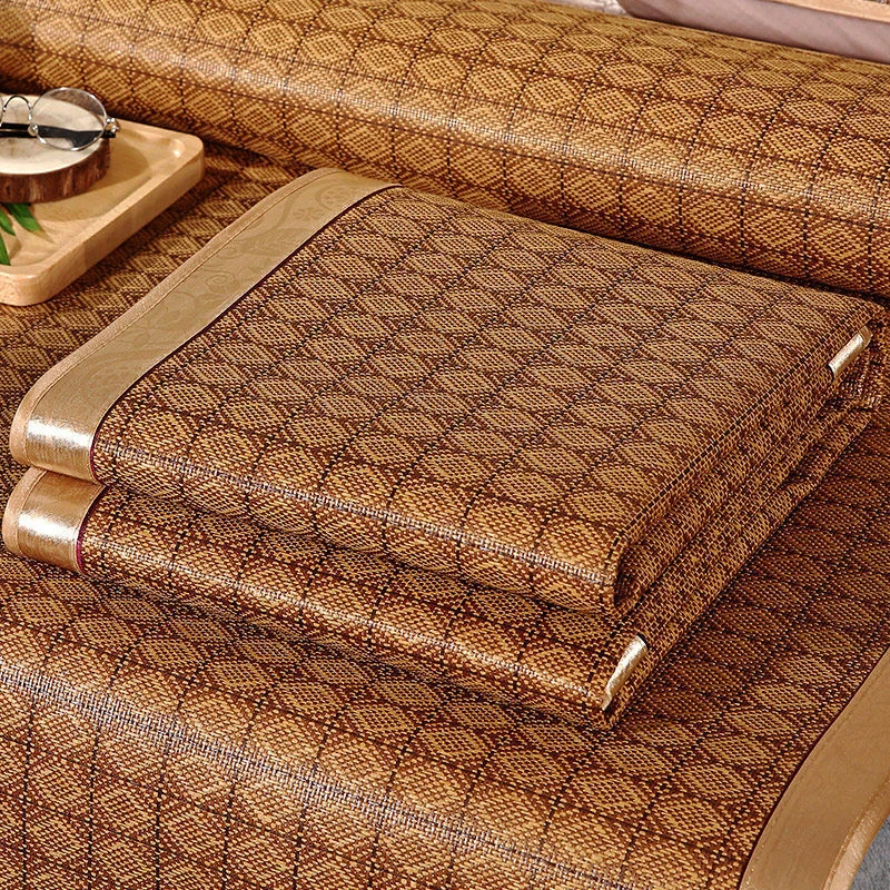 2025大尺寸凉席藤席1.8米冰丝席子清凉可折叠1.5三件套席子1.2