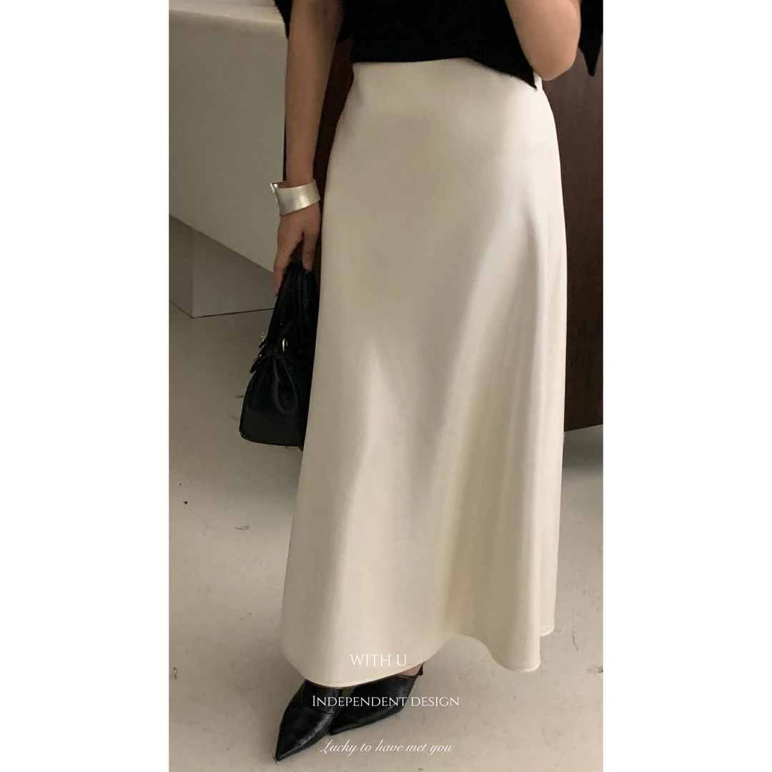 With U（9wt6933#） 加绒法式缎面鱼尾半身裙9-123