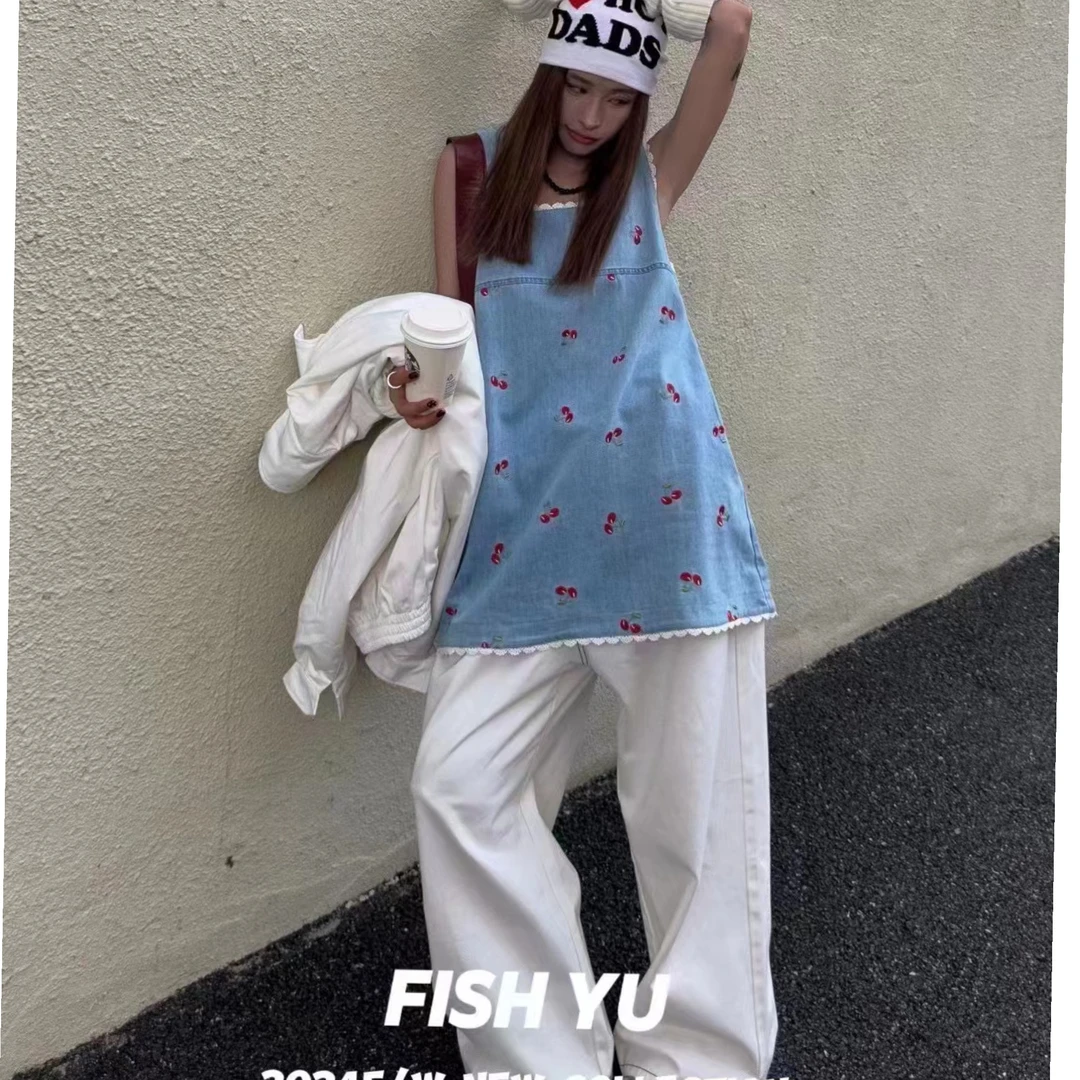 FISH YU福秒（1yu2a502#） 小樱桃  牛仔背心裙～10-26