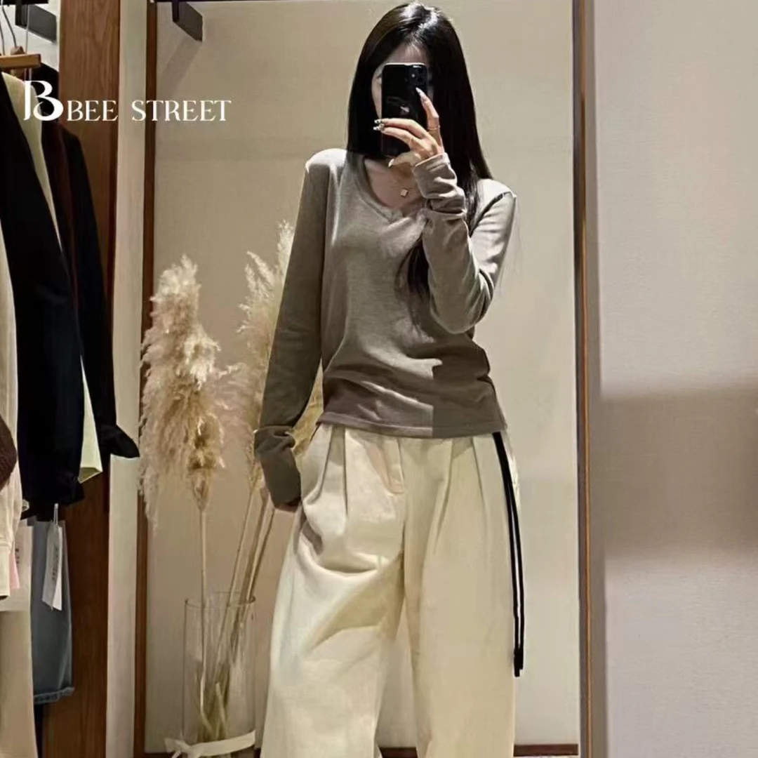 BEE 福秒（1bee4a0688#）纯御风～V领保暖双面绒内搭T恤 11-12