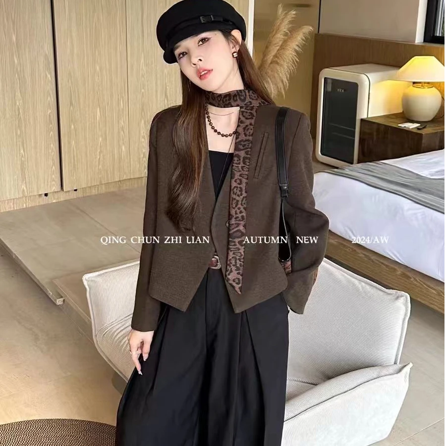 58095 好品质飘带显瘦外套女欧洲站2024秋季新款气质休闲短款上衣