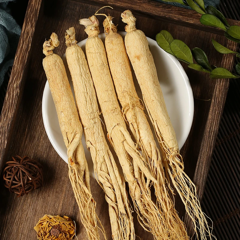 【人参100克】长白山整支干人参生晒白参6-7支装100g泡酒煲汤