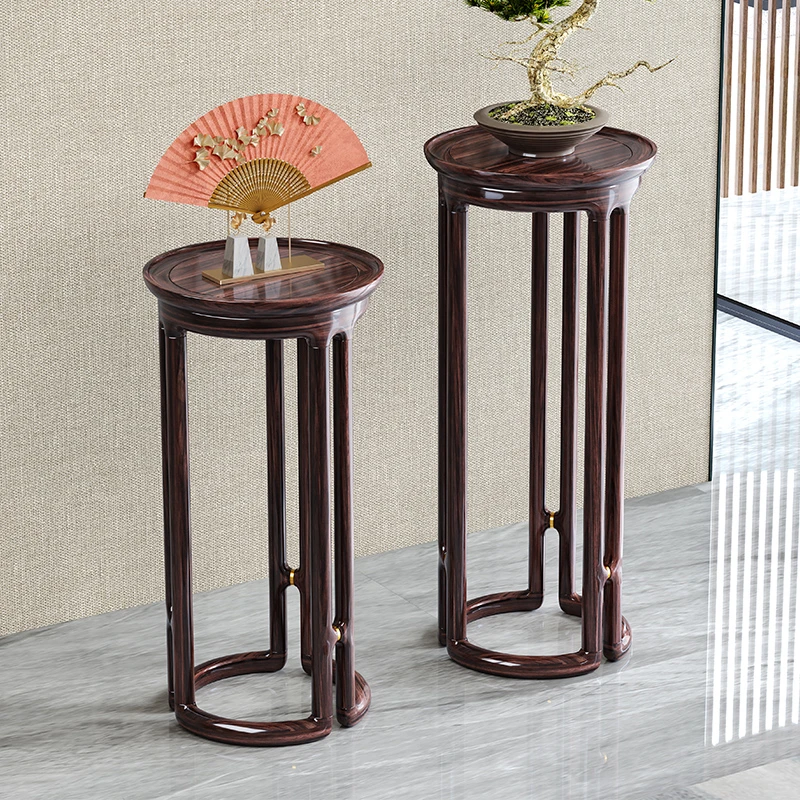 新中式实木花架乌金木装饰盆景架花几禅意客厅家具