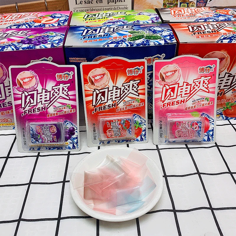 博仔闪电爽多口味混合爽口片清凉糖果含片网红零食8090童年大礼包