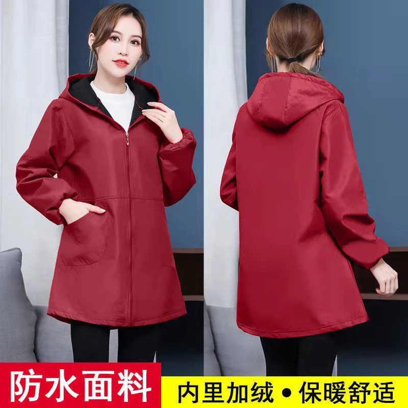 新款加绒防水防油带帽罩衣成人女士冬季长袖工作服护衣反穿衣围裙