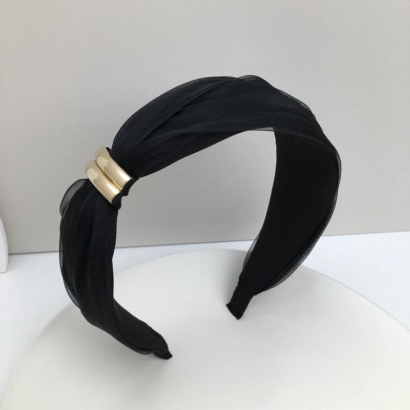 1704网纱宽边发箍黑色气质高级感头箍简约时尚头饰女法式优雅百搭