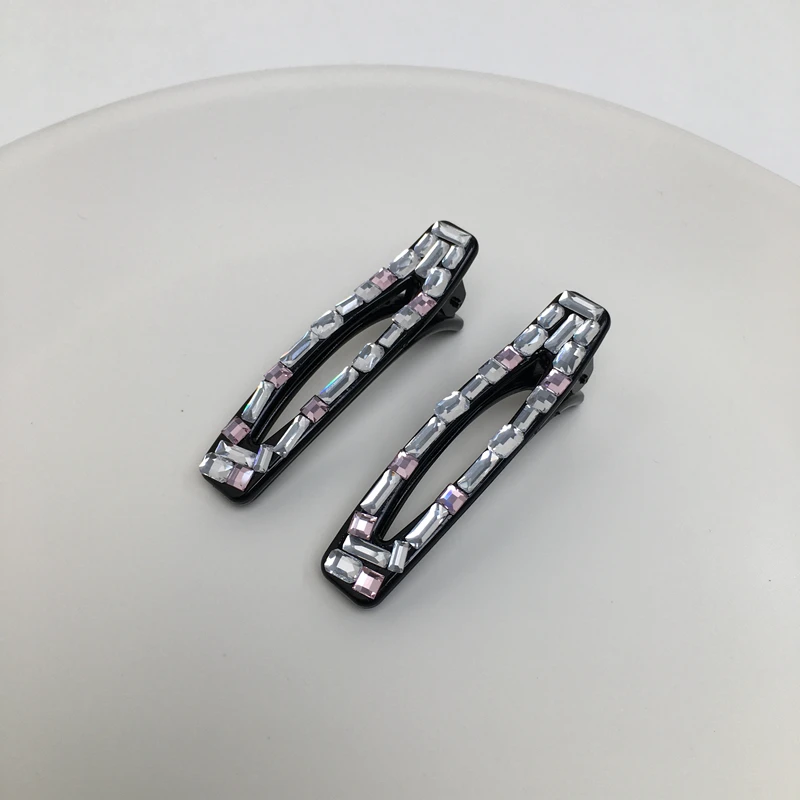 2081韩系优雅时尚发夹鸭嘴夹水晶水钻带钻高级感轻奢风刘海夹发饰