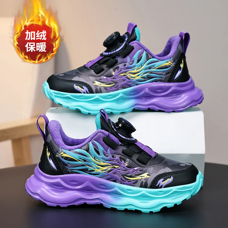 巴布豆男童棉鞋冬季加绒保暖二棉儿童低帮鞋学生户外加厚跑鞋