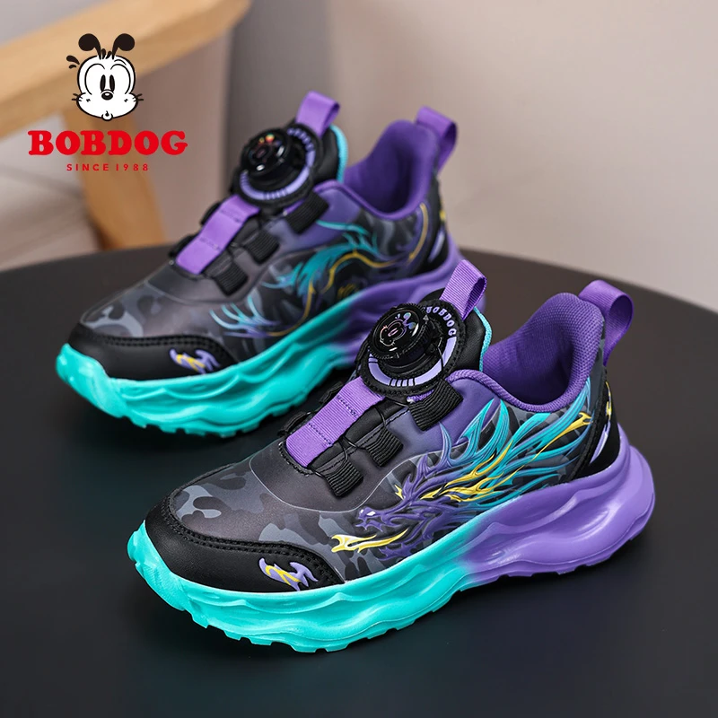 巴布豆男童运动鞋秋冬季新款学生中大童皮面防水运动鞋休闲跑步鞋