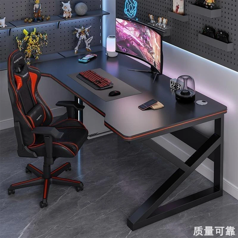 电脑桌台式桌家用电竞桌带穿线孔加固加厚书桌出租屋写字桌d九