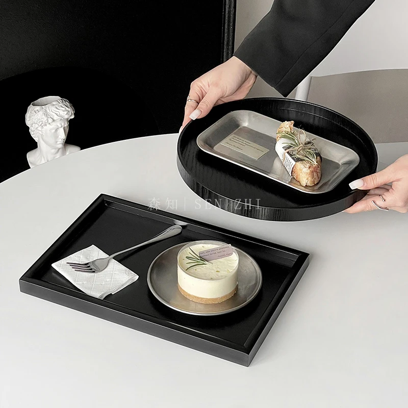 木质圆盘高颜值长方形咖啡托盘家用甜品盘水果盘餐盘茶盘收纳盘子