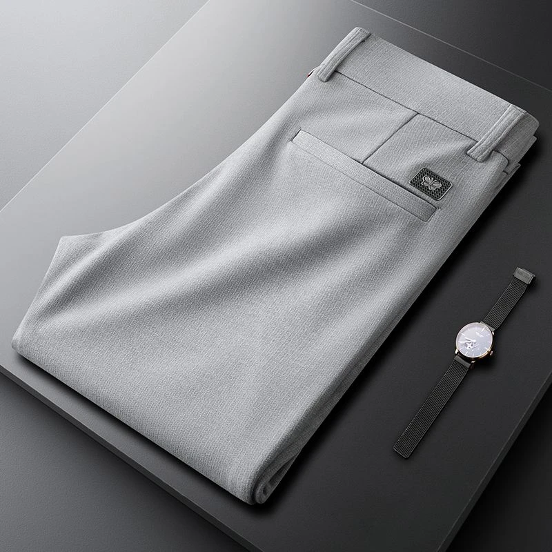 轻奢高端品质英伦风商务休闲裤男修身小直筒简约厚款商务裤秋冬款