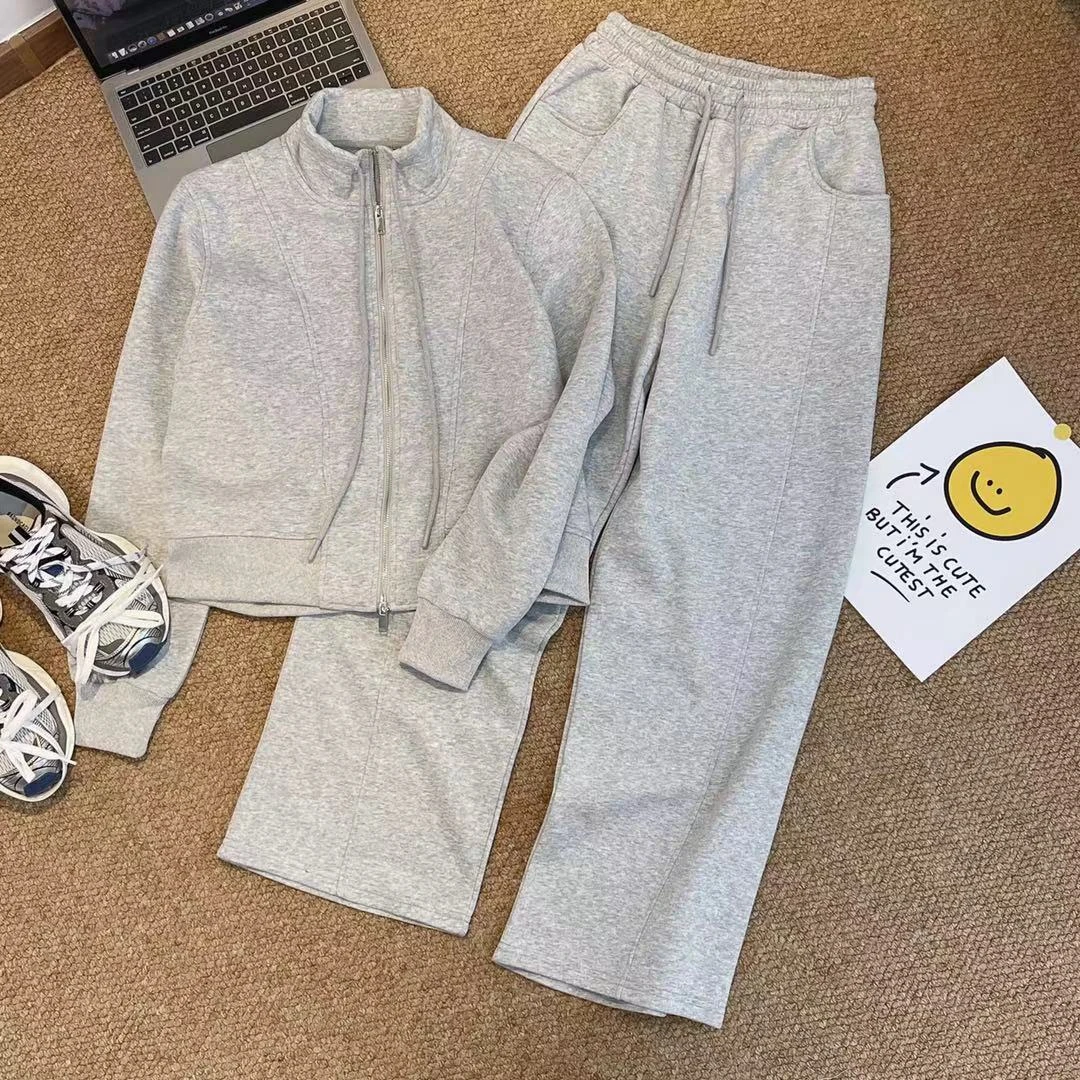 【慵懒风套装】秋季卫衣休闲运动套装新款宽松显瘦外套阔腿裤-6588