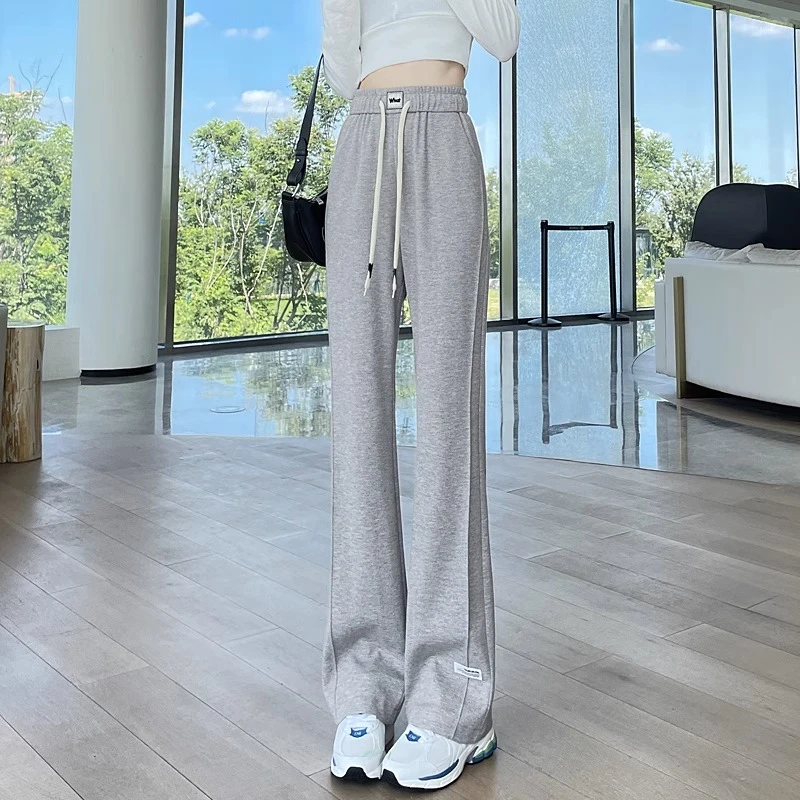休闲微喇叭裤女春秋新款小个子高腰显瘦垂感直筒窄版阔腿喇叭裤子