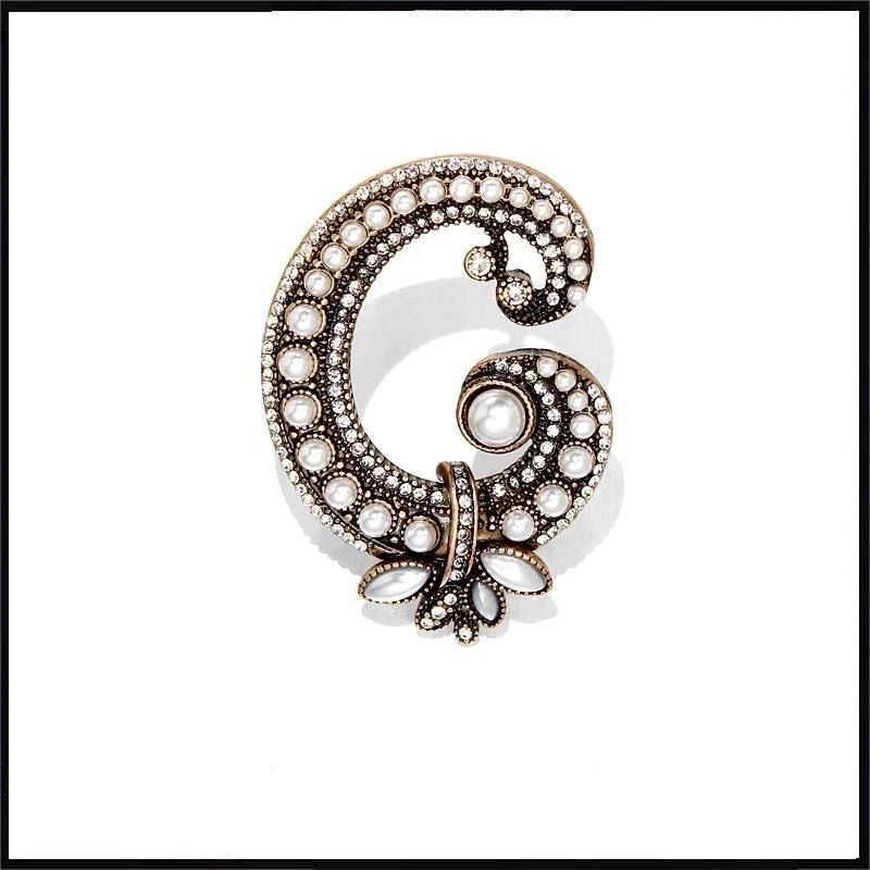 合金胸针 24新款高级复古镶钻字母G胸针配饰品女别针精致时尚小众