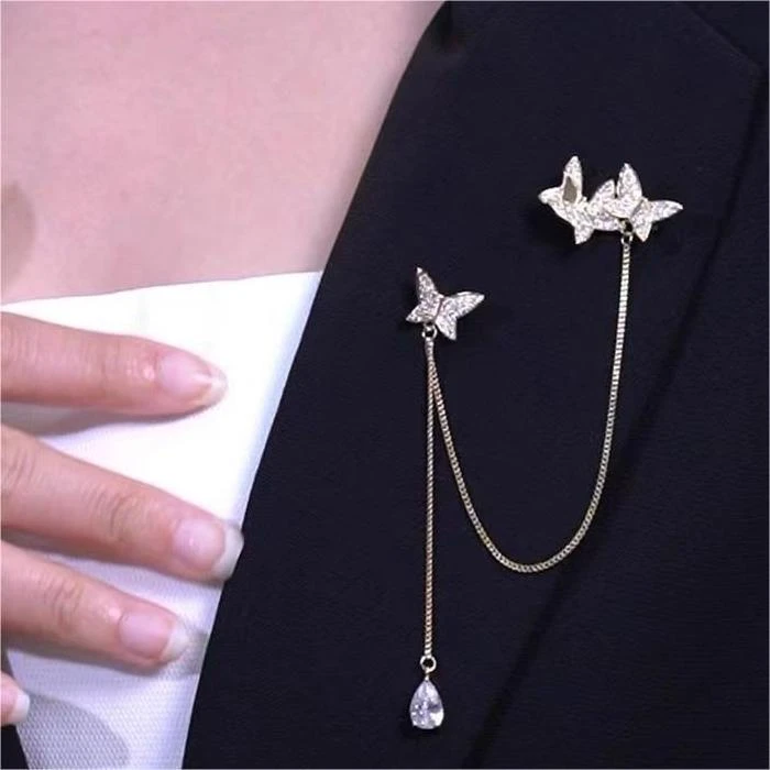 合金胸针 蝴蝶胸针简约大气ins衬衫领扣防走光扣韩国网红胸花配饰