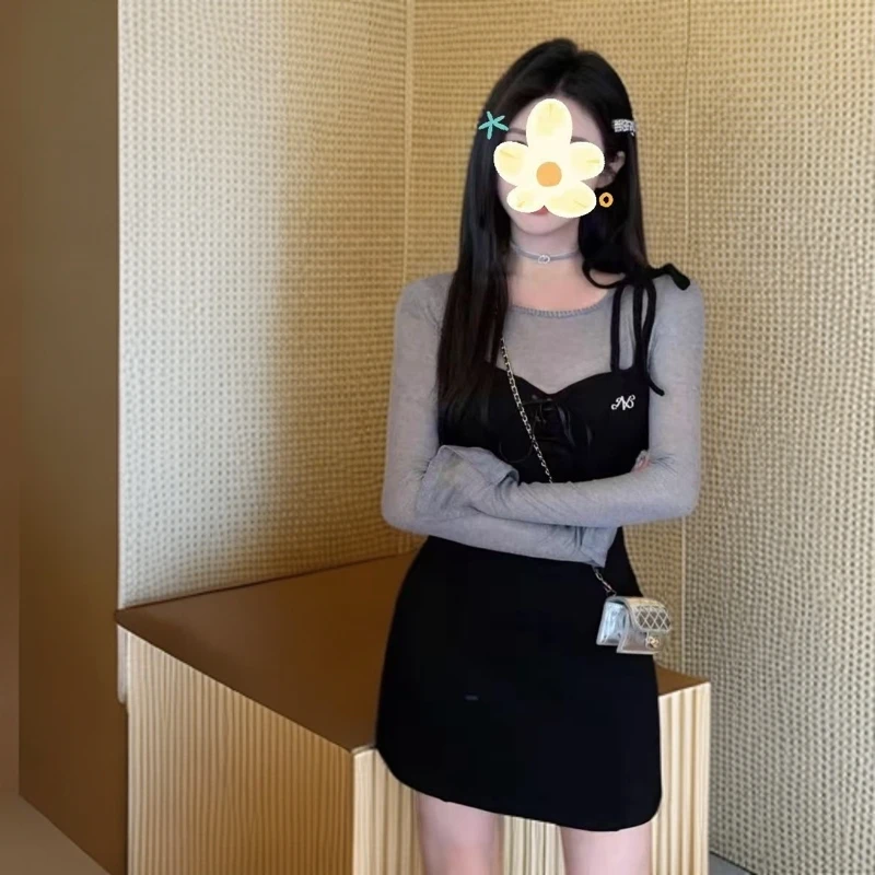 无运费险绑带小众设计感连衣裙女胖MM显瘦遮肚子吊带裙