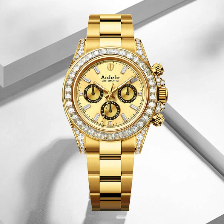 A-男士高档奢华多功能潮流金色男气质全自动机械手表-A-6069-1