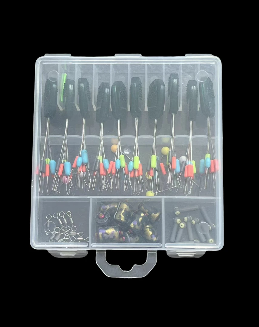 【10套】黑坑竞技飞磕太空豆硅胶8+2八字环漂座双芯幻彩铅套装