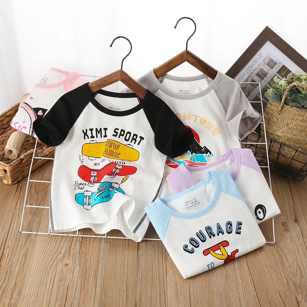 儿童t恤上衣纯棉宝宝夏季半袖夏装洋气薄款中大童小童圆领卡通