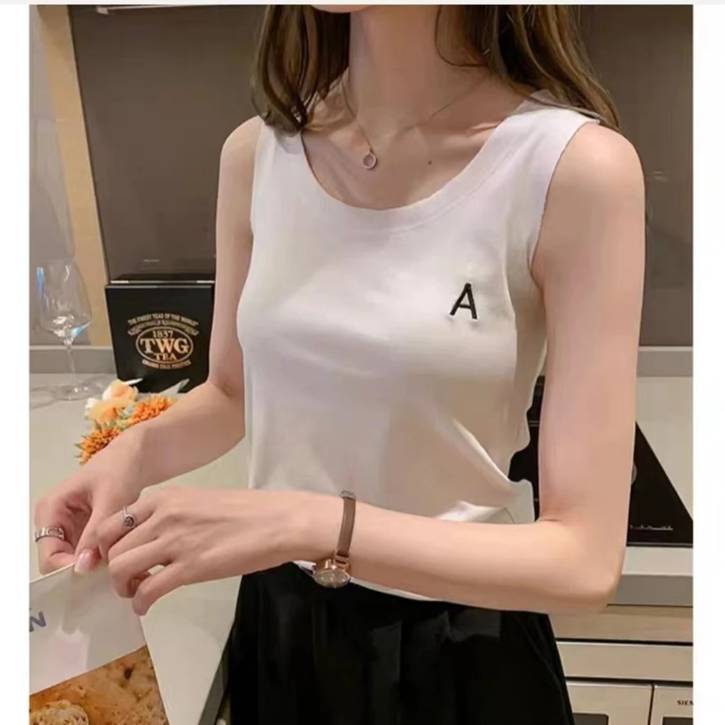 新款韩版字母刺绣吊带背心女外穿无袖显瘦内搭打底上衣