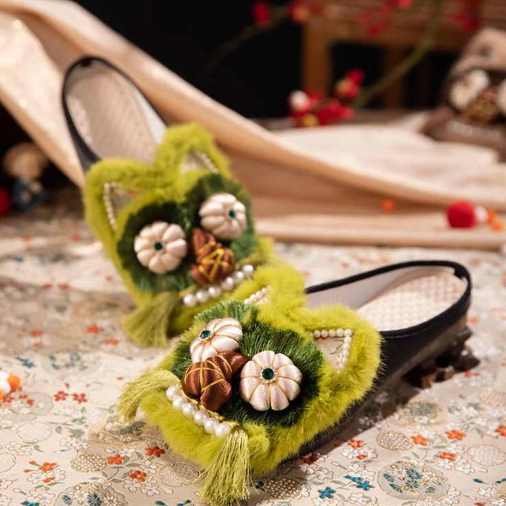 手工虎头鞋女新款非遗成人布鞋居家外穿半拖鞋民族风diy绣花鞋子