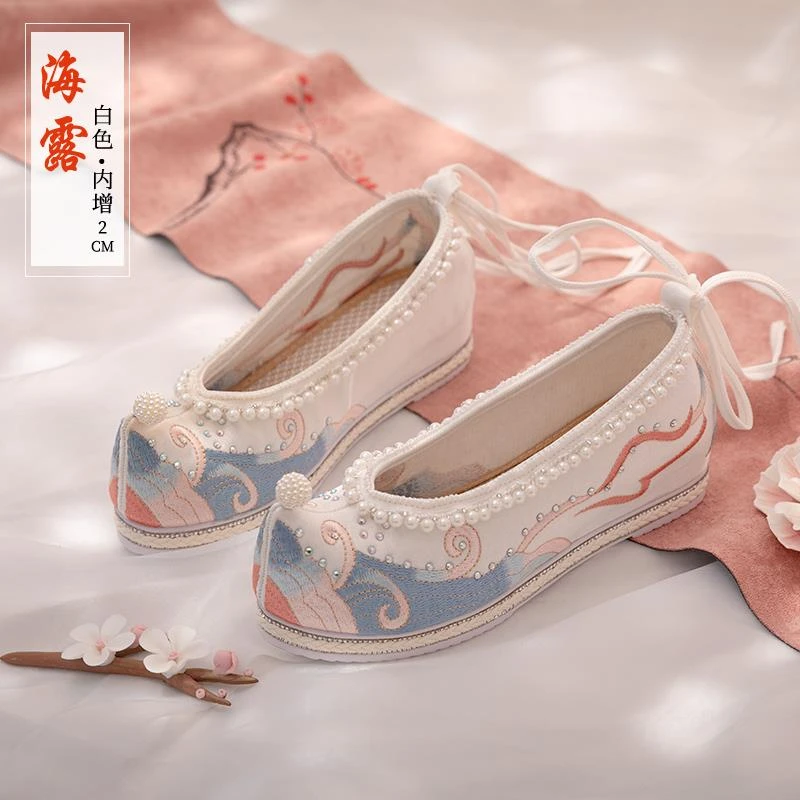 汉服鞋内增高夏季原创绣花鞋女明制改良汉元素翘头履弓鞋古风明制