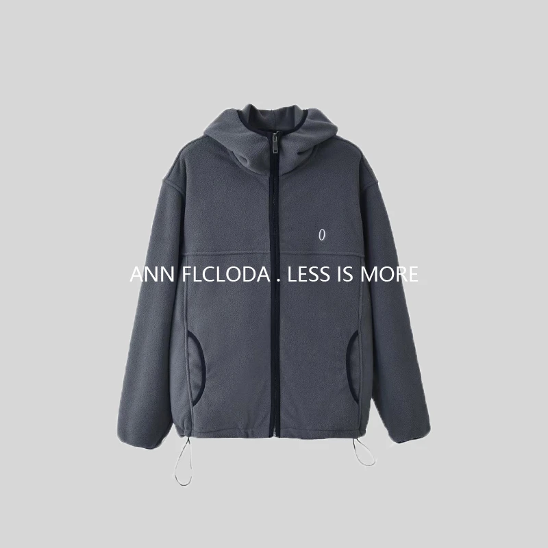 FLCLODA-「立冬暖阳衫」秋冬加绒百搭休闲开衫~简约摇粒绒拉链外套