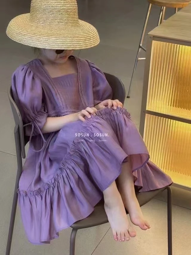 KIAND2024新款中大童韩版可爱公主蓬蓬卡哇伊中大童连衣裙--24276