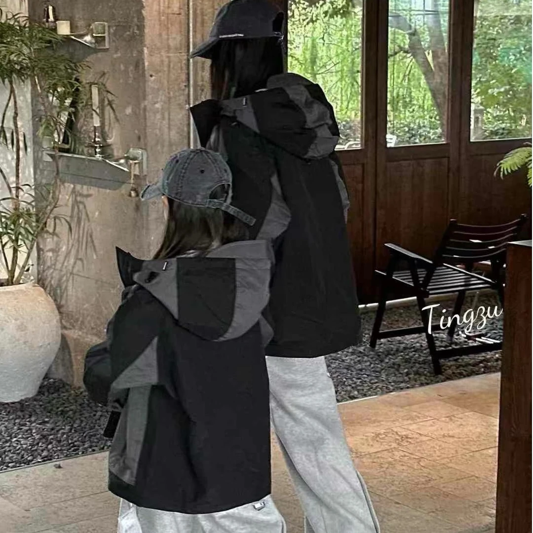 KIKIAND中大童防水连帽直筒型棉服日系户外运动韩版儿童棉袄-9181