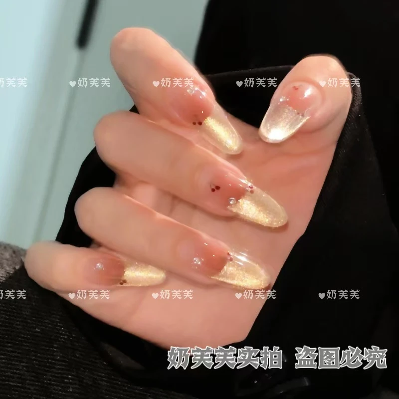 【殷桃】纯手工穿戴美甲百搭猫眼款式应季时尚款气质