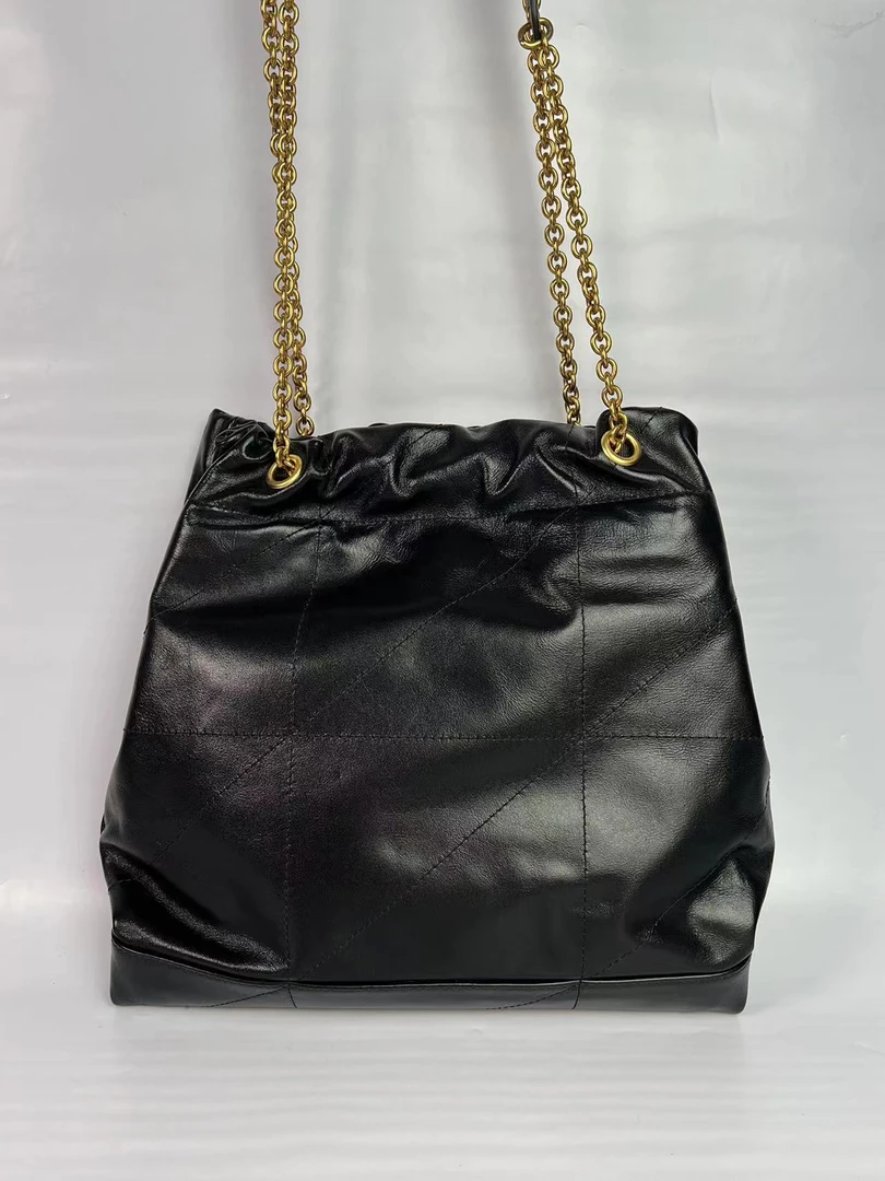 DY/大尹 .原创设计 对版头层牛皮手工单肩腋下包 5953黑