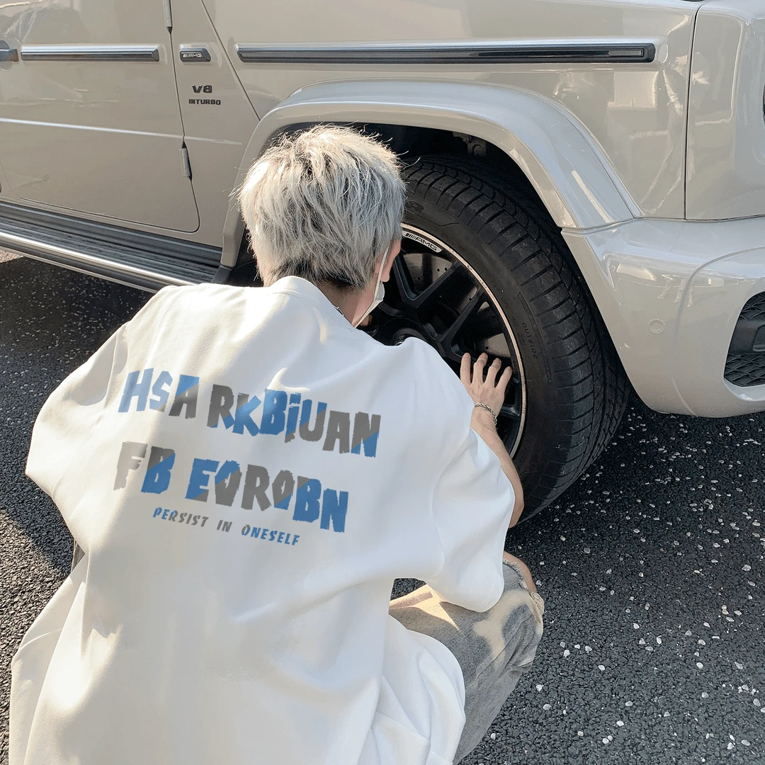 大码重磅纯棉t恤男款夏季潮牌高街美式复古短袖设计感小众五分袖