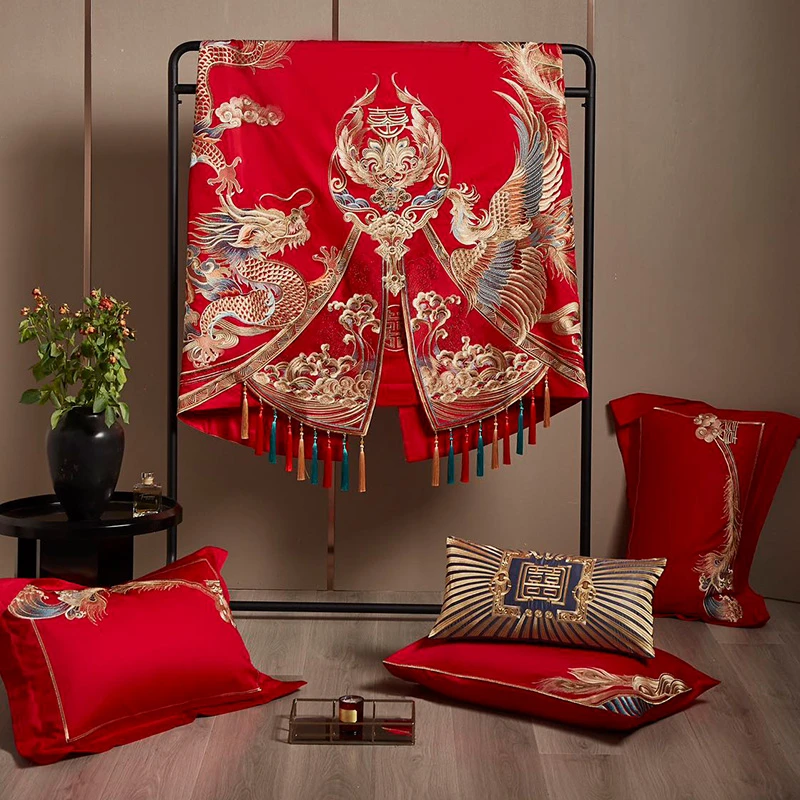 【纤意坊严选】婚庆用品龙凤瑞彩套件婚房高档婚用