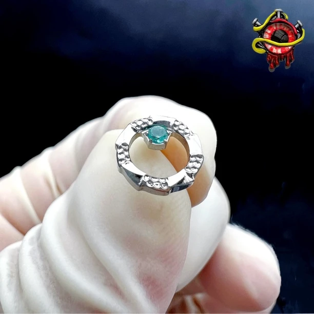 合金耳饰 哈尼穿刺钛合金蓝锆圈内螺纹0.9牙口耳钉耳骨钉