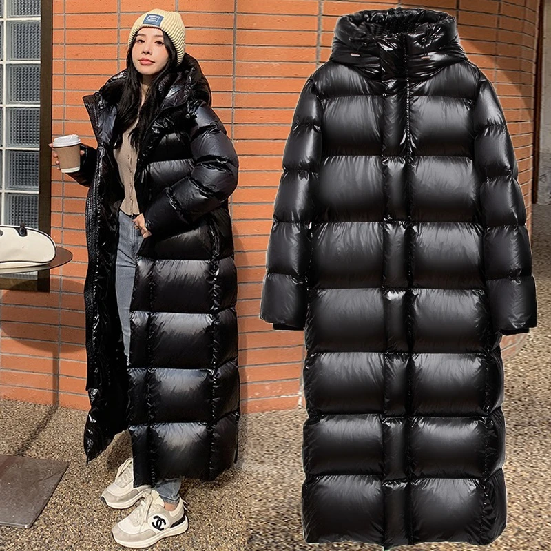长款95白鹅绒羽绒服女超长到脚踝过膝外套2025新款加厚黑色东北